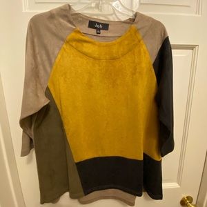 Joh color block ultra suede top
